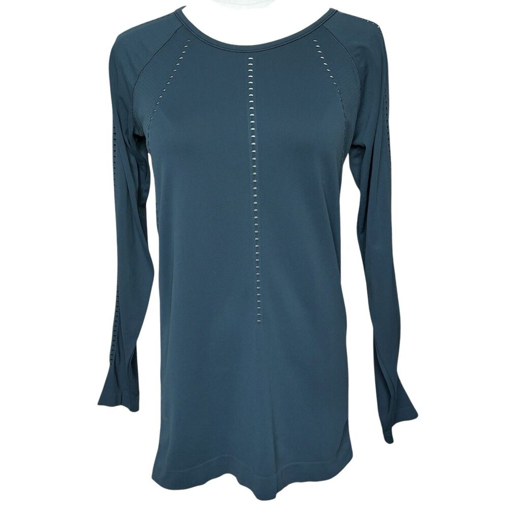 Athleta Shirt Sz Small Foothill Seamless Long Sleeve Laser Cut Lightweight